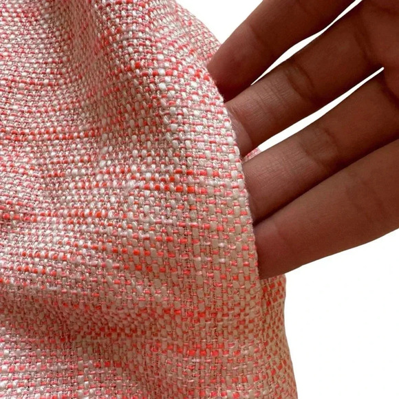 J Crew Tweed Coral Mini Dress Spaghetti Strap Scallops Neckline Sweetheart 2 - Picture 5 of 10